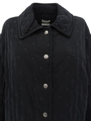 Serie Button Quilted Coat in Black