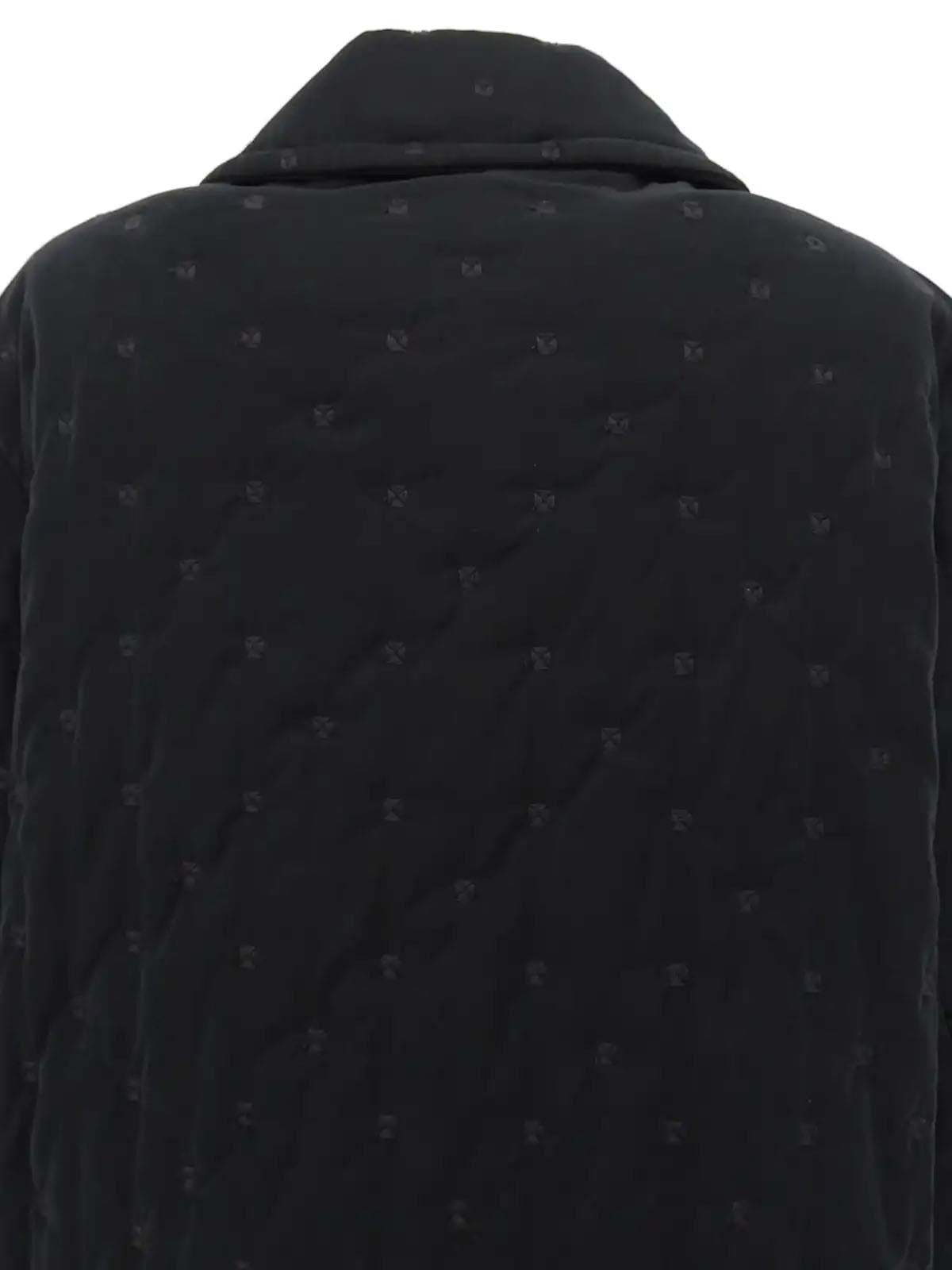 Serie Button Quilted Coat in Black