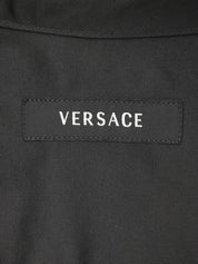 Cotton logo button short sleeve top in black