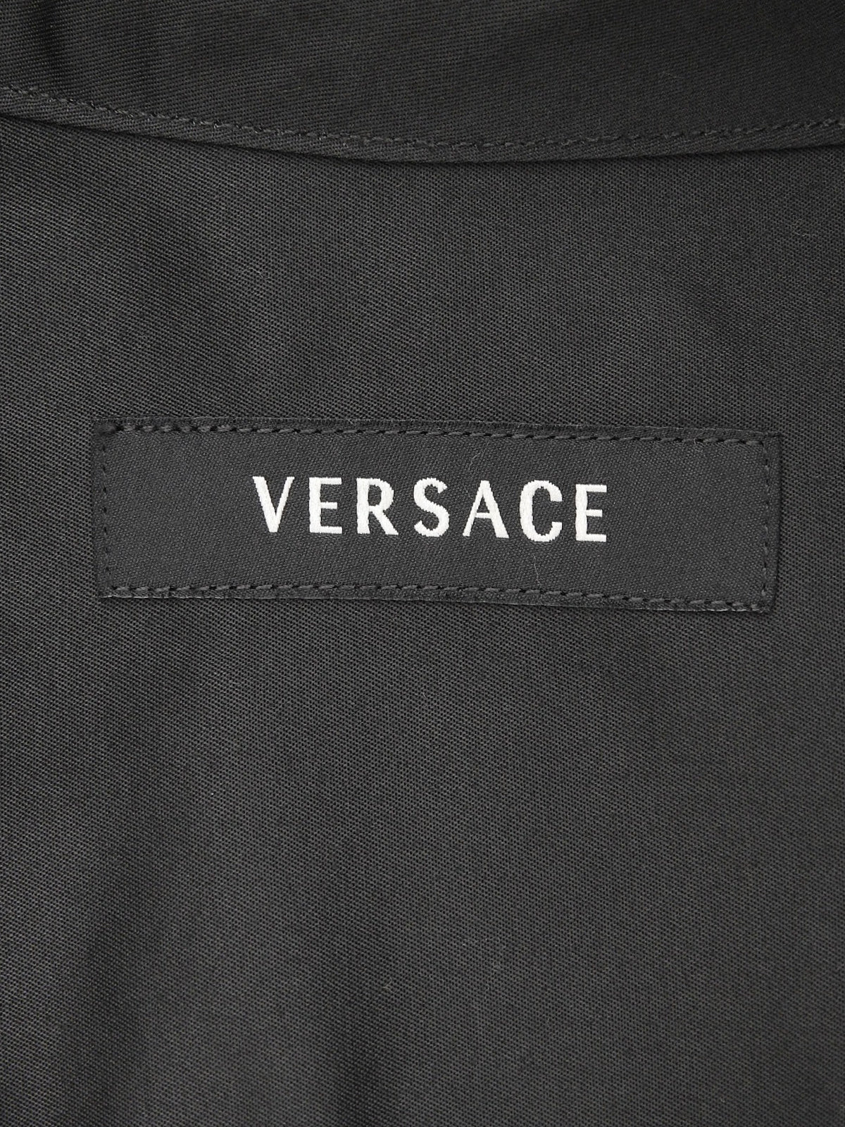 Cotton logo button short sleeve top in black