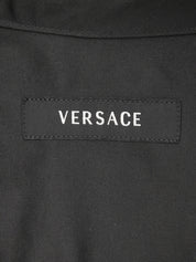 Cotton logo button short sleeve top in black