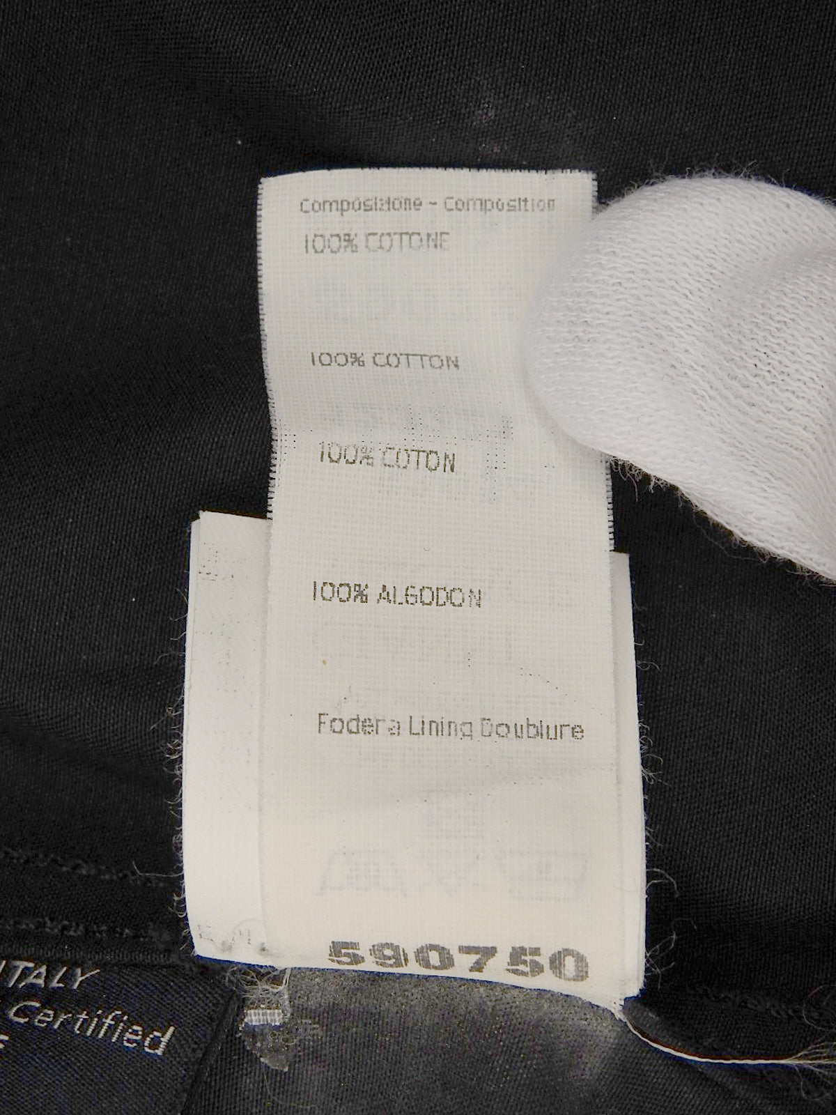 Cotton logo button short sleeve top in black