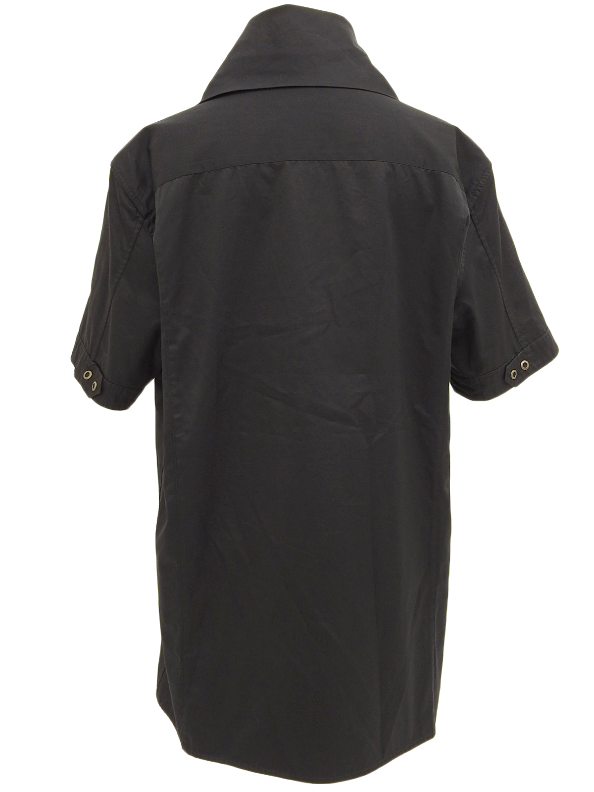 Cotton logo button short sleeve top in black