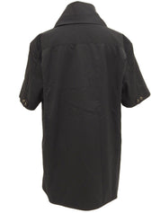 Cotton logo button short sleeve top in black