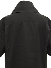 Cotton logo button short sleeve top in black