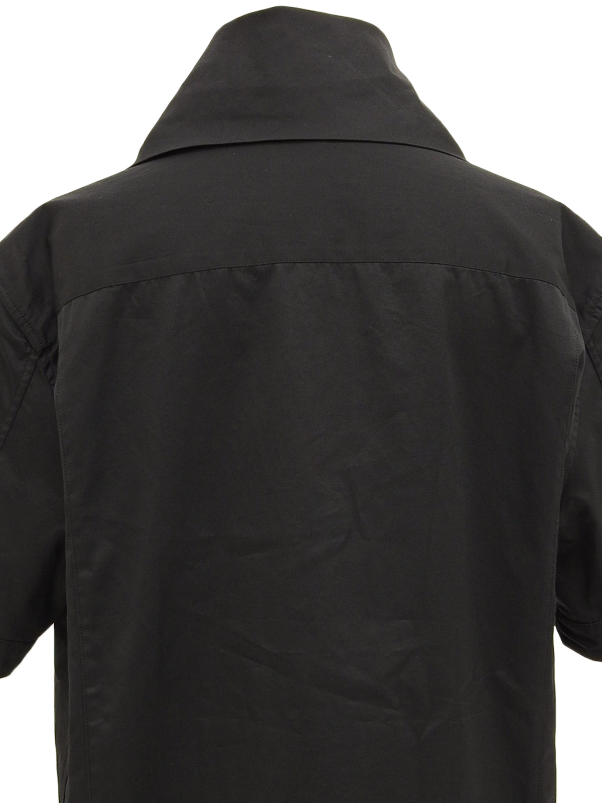 Cotton logo button short sleeve top in black