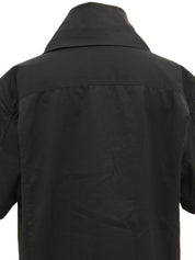 Cotton logo button short sleeve top in black