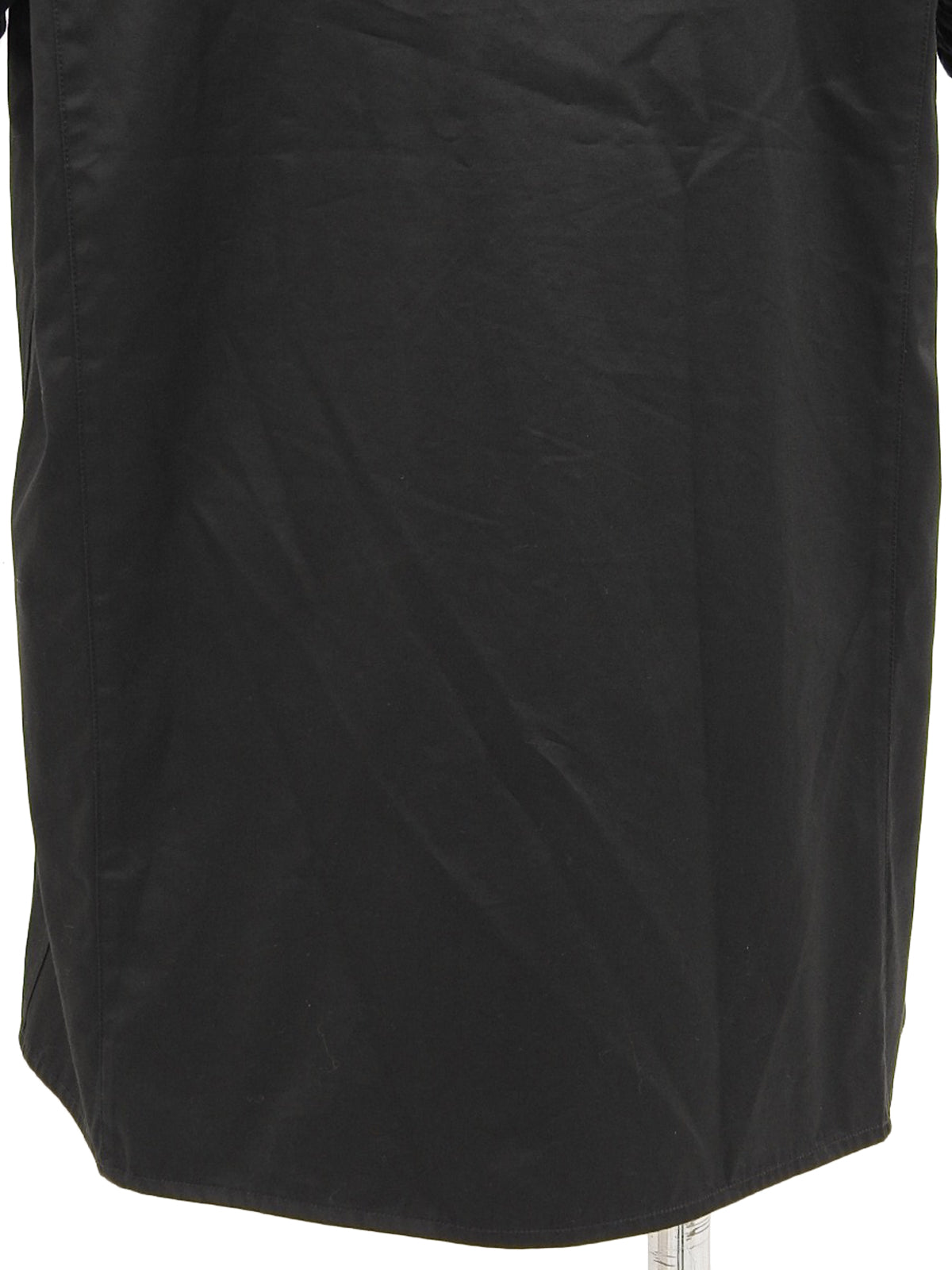 Cotton logo button short sleeve top in black