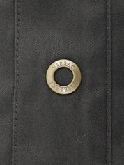 Cotton logo button short sleeve top in black