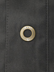 Cotton logo button short sleeve top in black