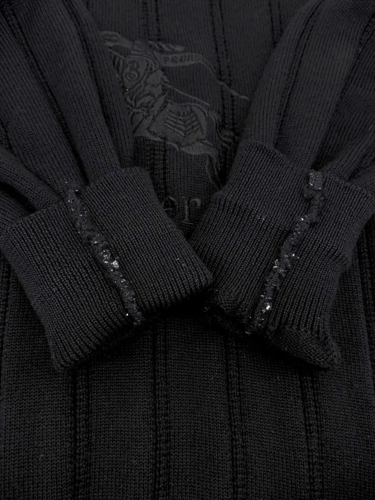 Logo Embroidered Knit Sweater in Black