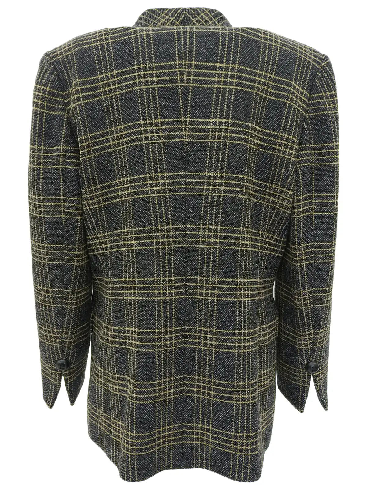 Wool check pattern double-breasted jacket in gray/yellow