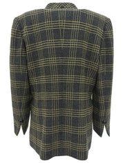 Wool check pattern double-breasted jacket in gray/yellow