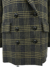 Wool check pattern double-breasted jacket in gray/yellow