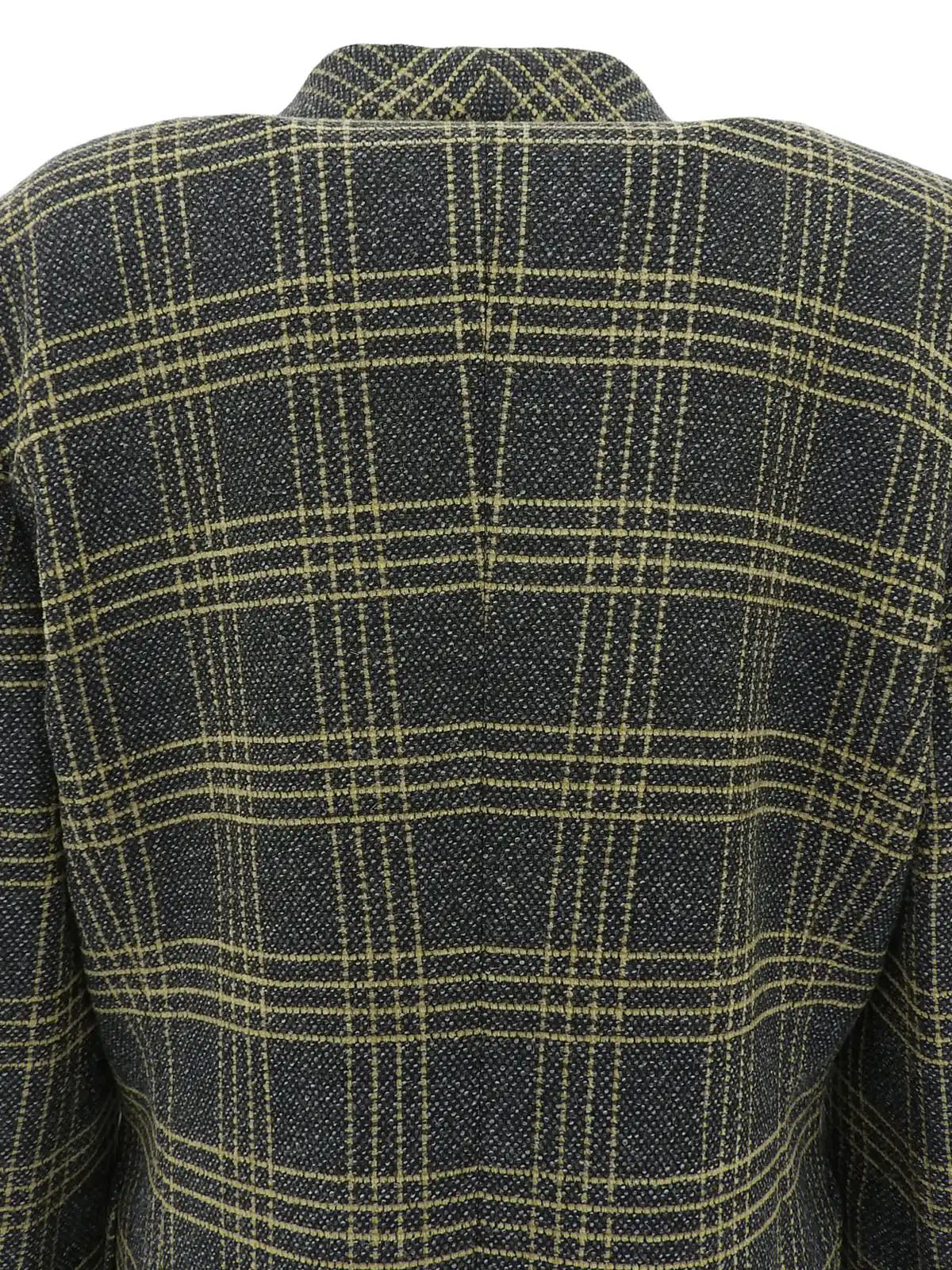Wool check pattern double-breasted jacket in gray/yellow