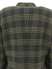 Wool check pattern double-breasted jacket in gray/yellow