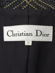 Wool check pattern double-breasted jacket in gray/yellow