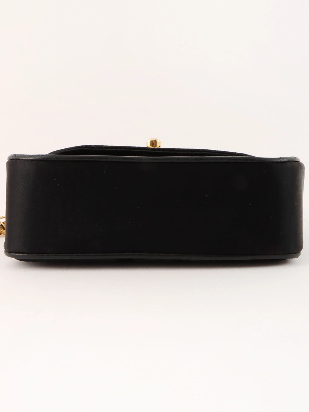 1992年頃製 シルクサテンCCターンロックビジューチェーンバッグミニ ブラック