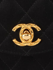 1992年頃製　シルクサテンCCターンロックビジューチェーンバッグミニ　ブラック