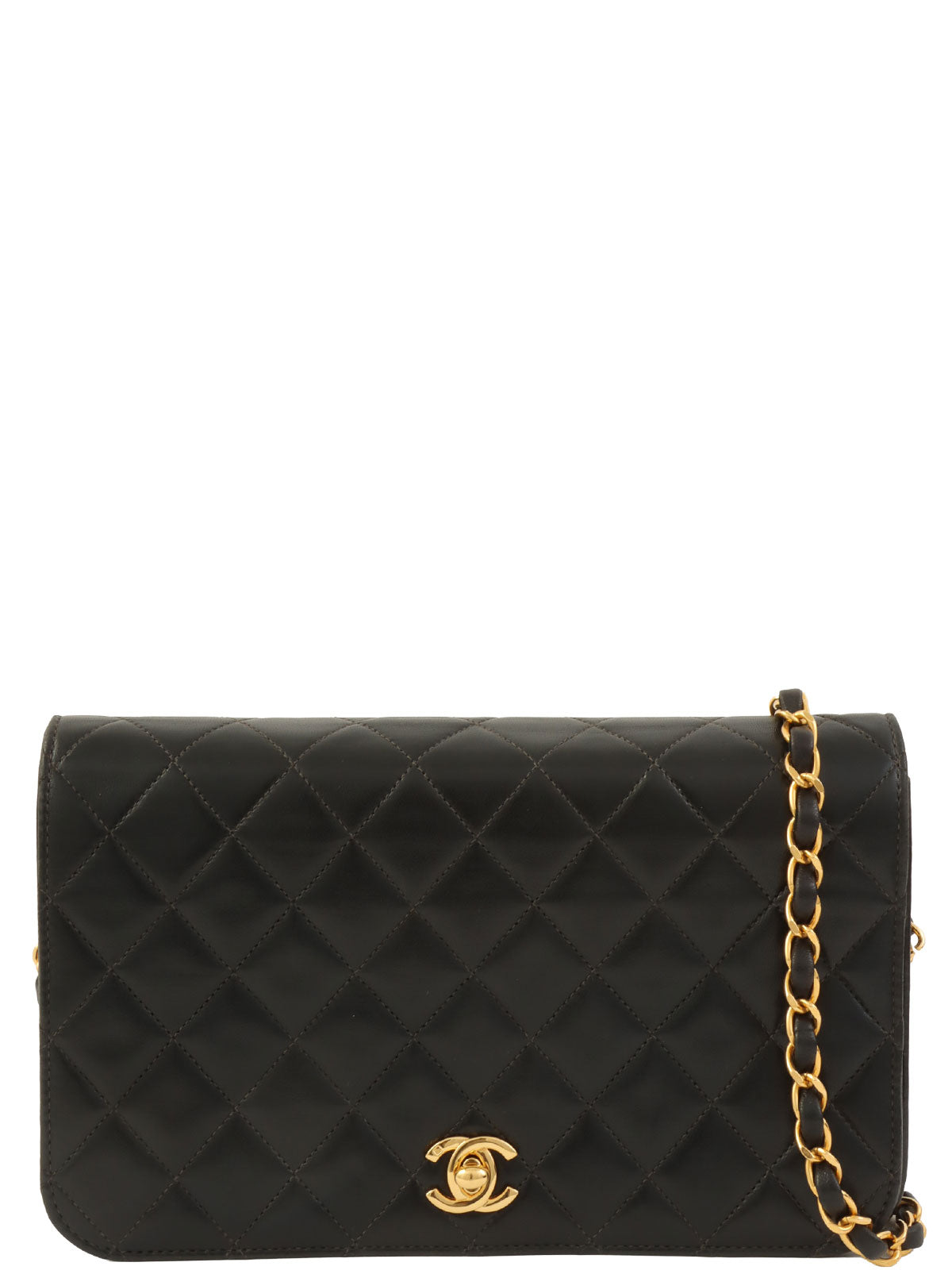 2000 Full Flap CC Turn Lock Chain Bag, Black