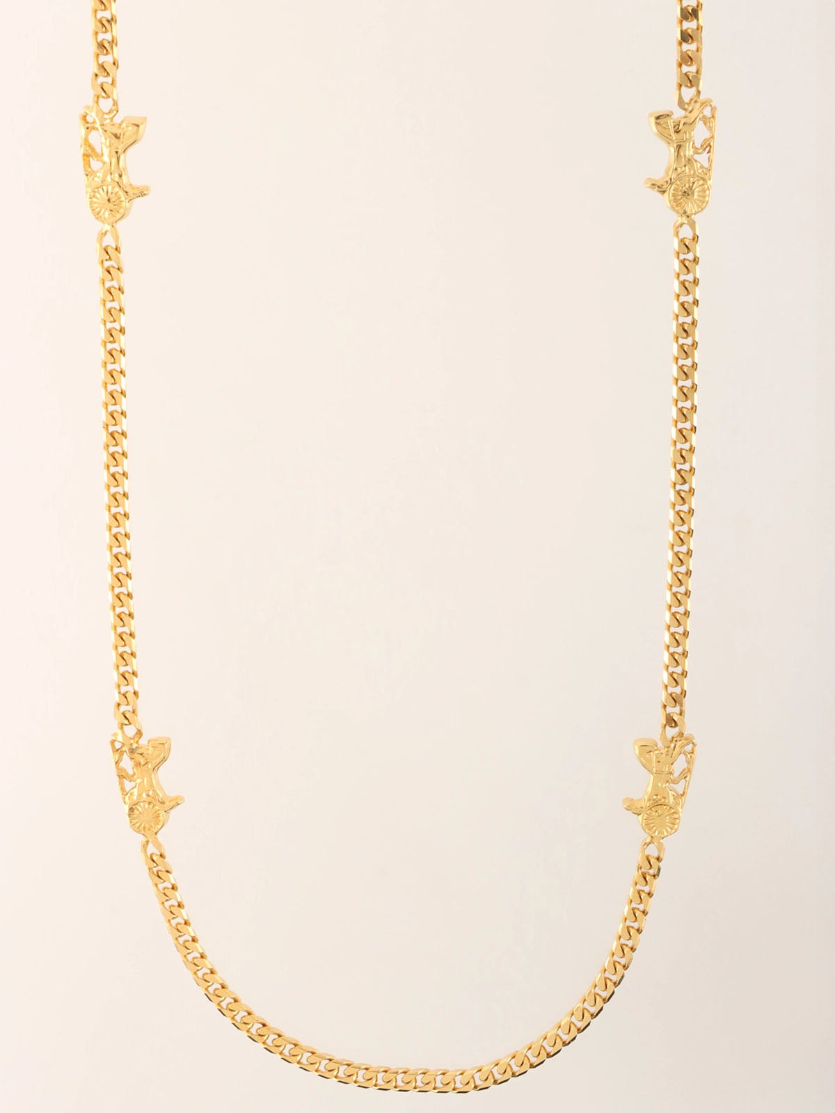Horse Carriage Plate Necklace Gold