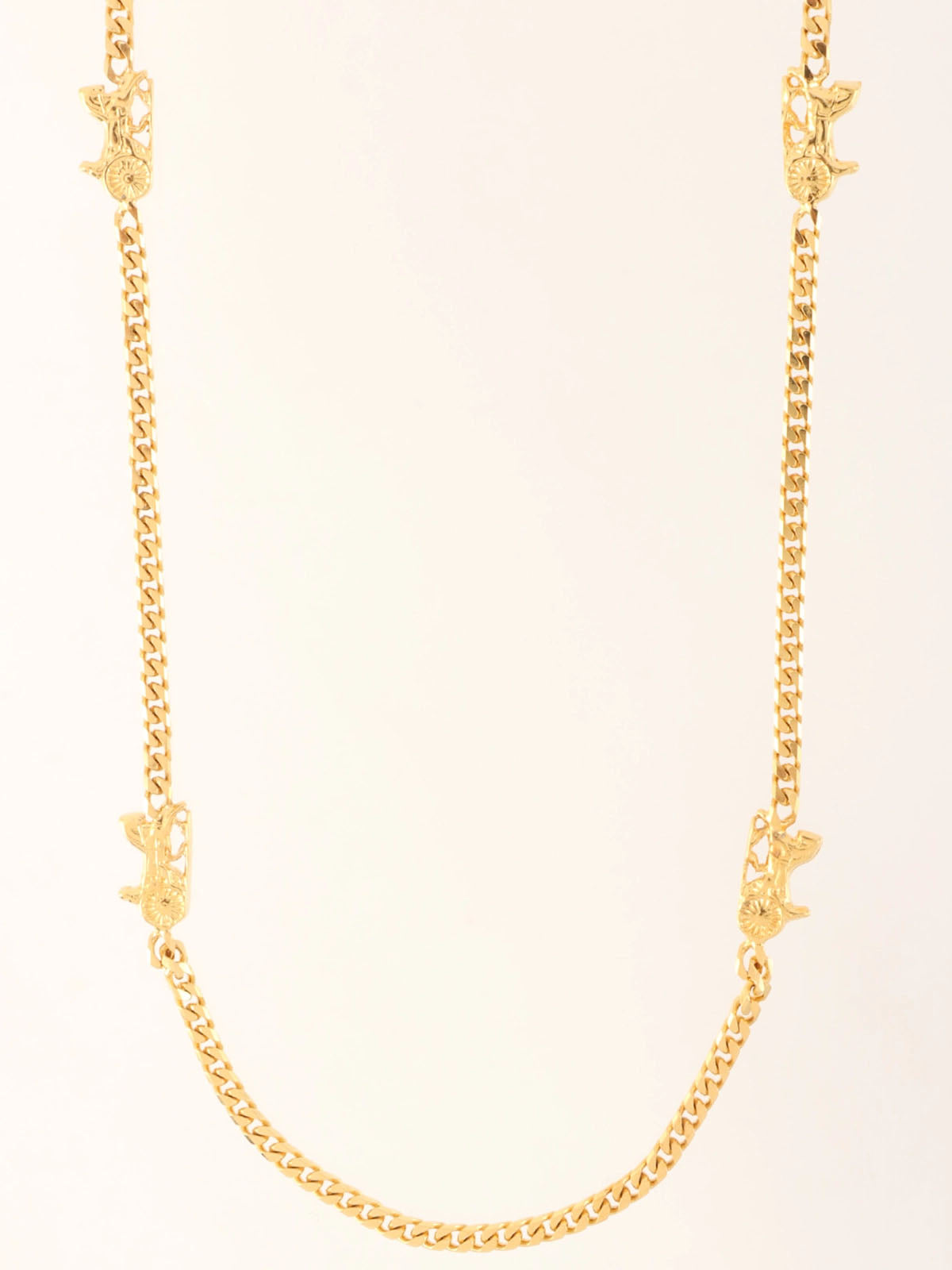 Horse Carriage Plate Necklace Gold