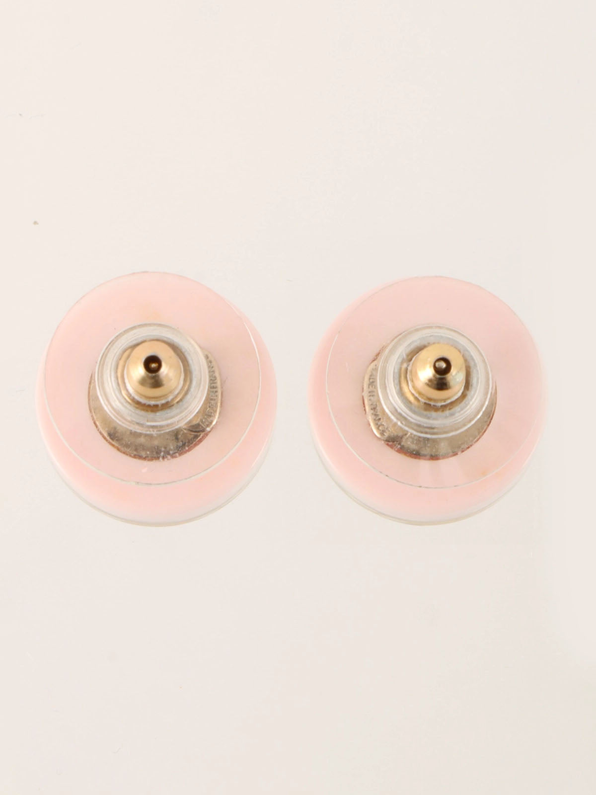 2013年製 ラインストーンラウンドCCマークピアス ピンク/ゴールド