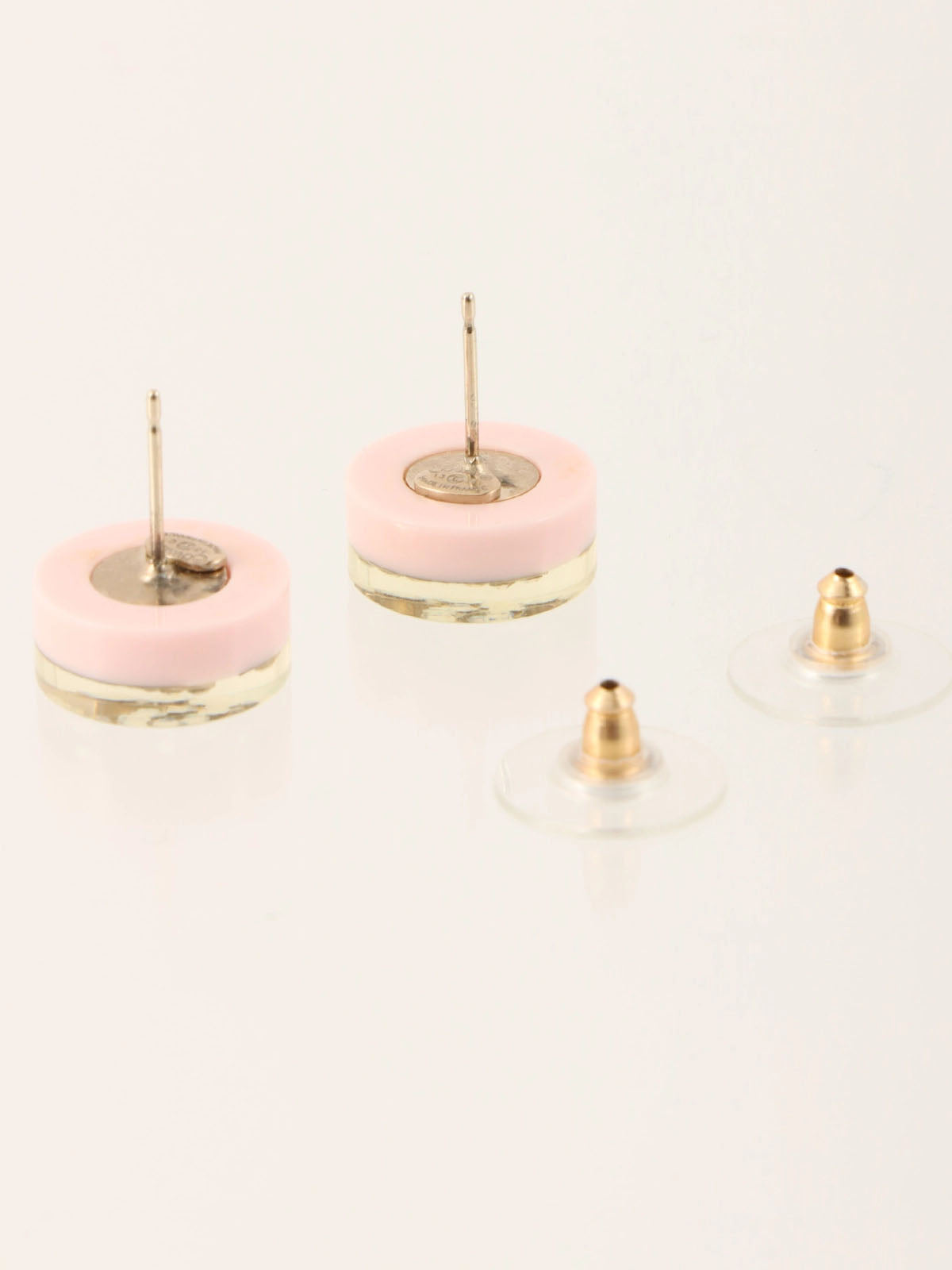 2013 Rhinestone Round CC Mark Earrings in Pink/Gold