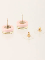 2013 Rhinestone Round CC Mark Earrings in Pink/Gold