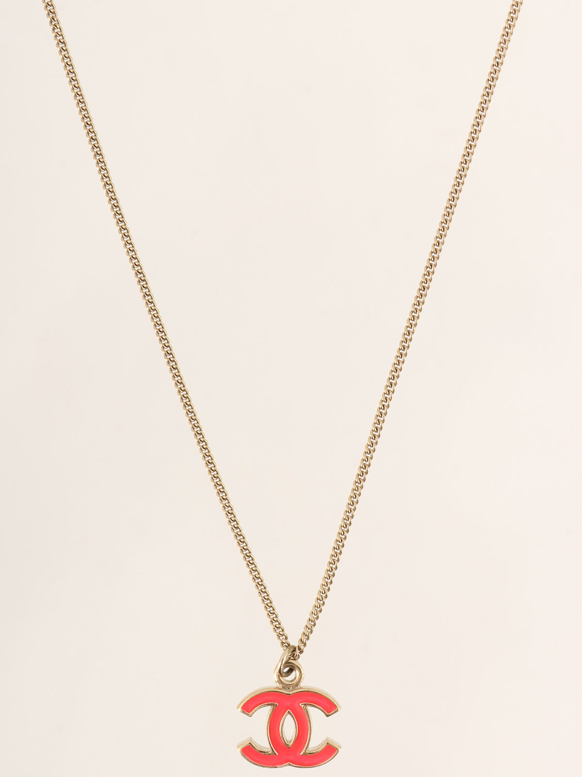 2004年製 CCマークプレートネックレス ゴールド/ネオンピンク
