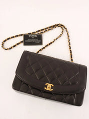 1995 Diana Flap Chain Bag 25cm Black