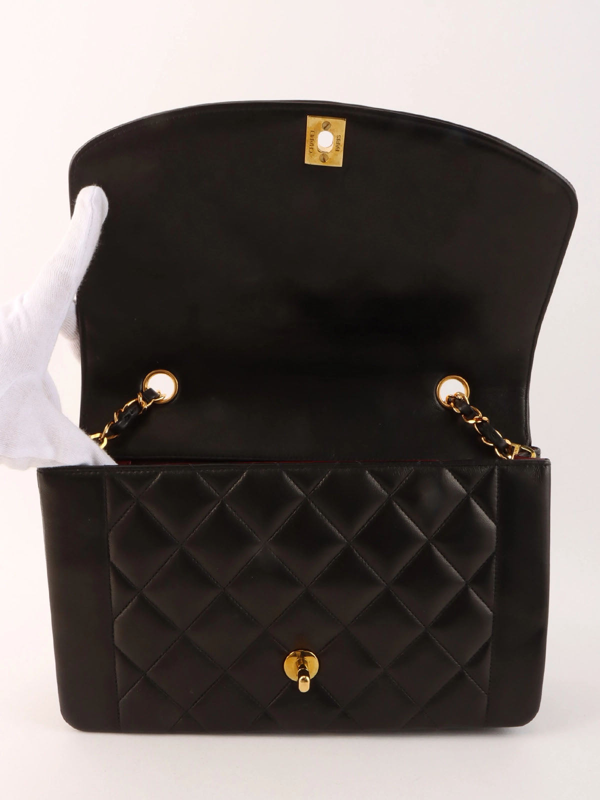 1995 Diana Flap Chain Bag 25cm Black
