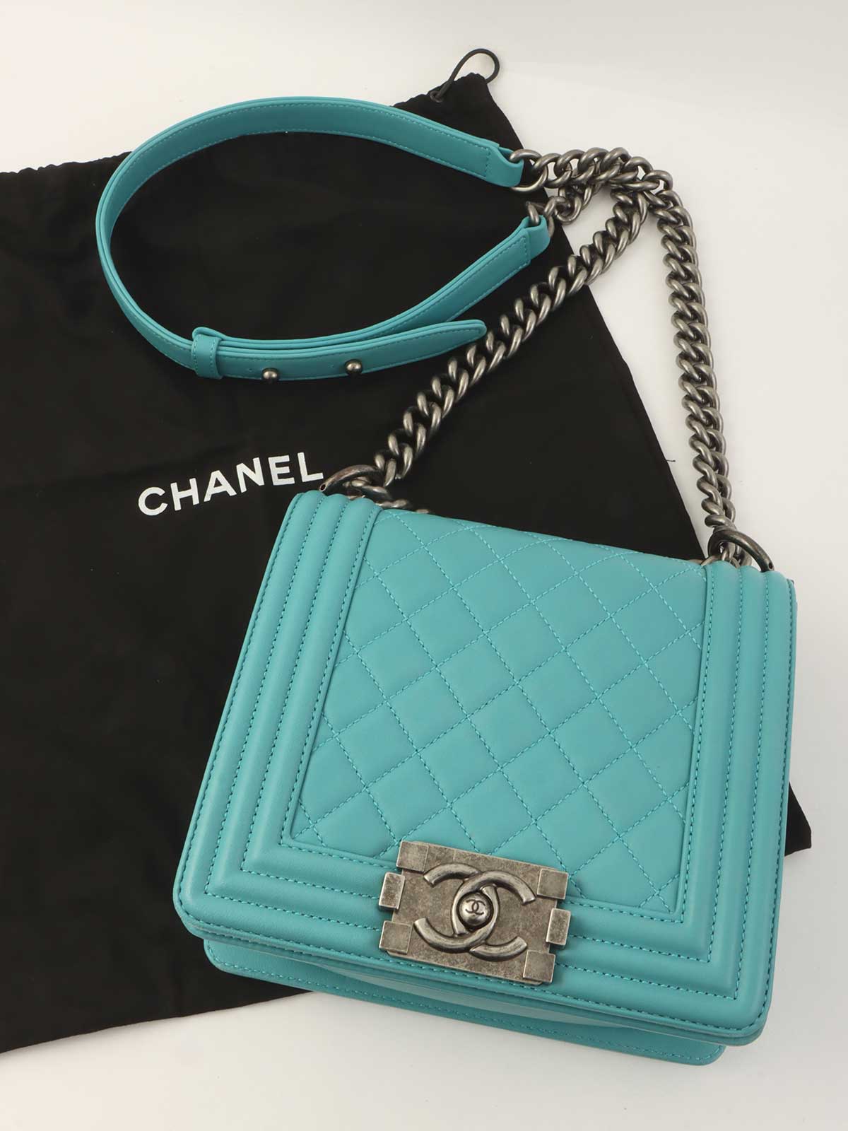 2014 Boy Chanel Chain Shoulder Bag, Turquoise