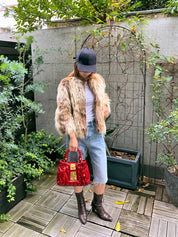 フェイクファージャケット　ベージュ／ブラウン