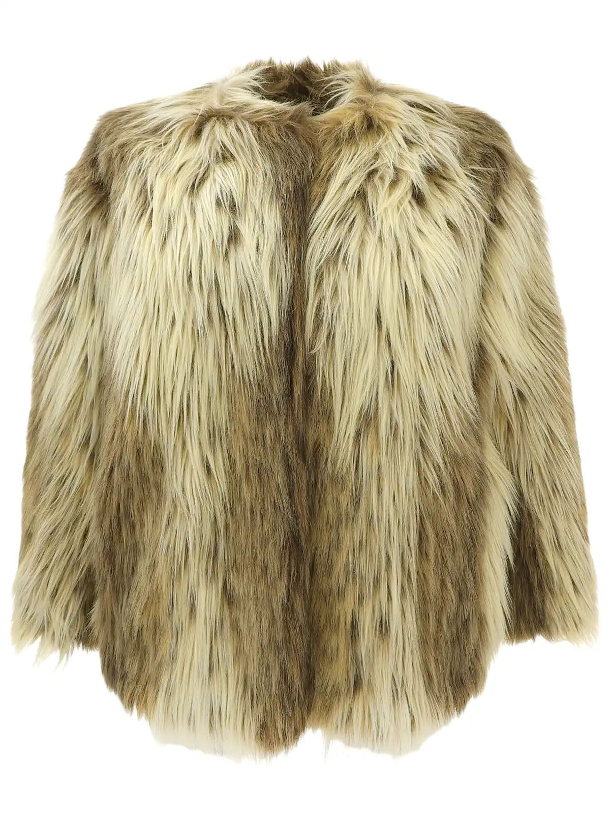 フェイクファージャケット　ベージュ／ブラウン