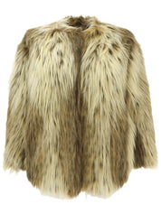 フェイクファージャケット　ベージュ／ブラウン