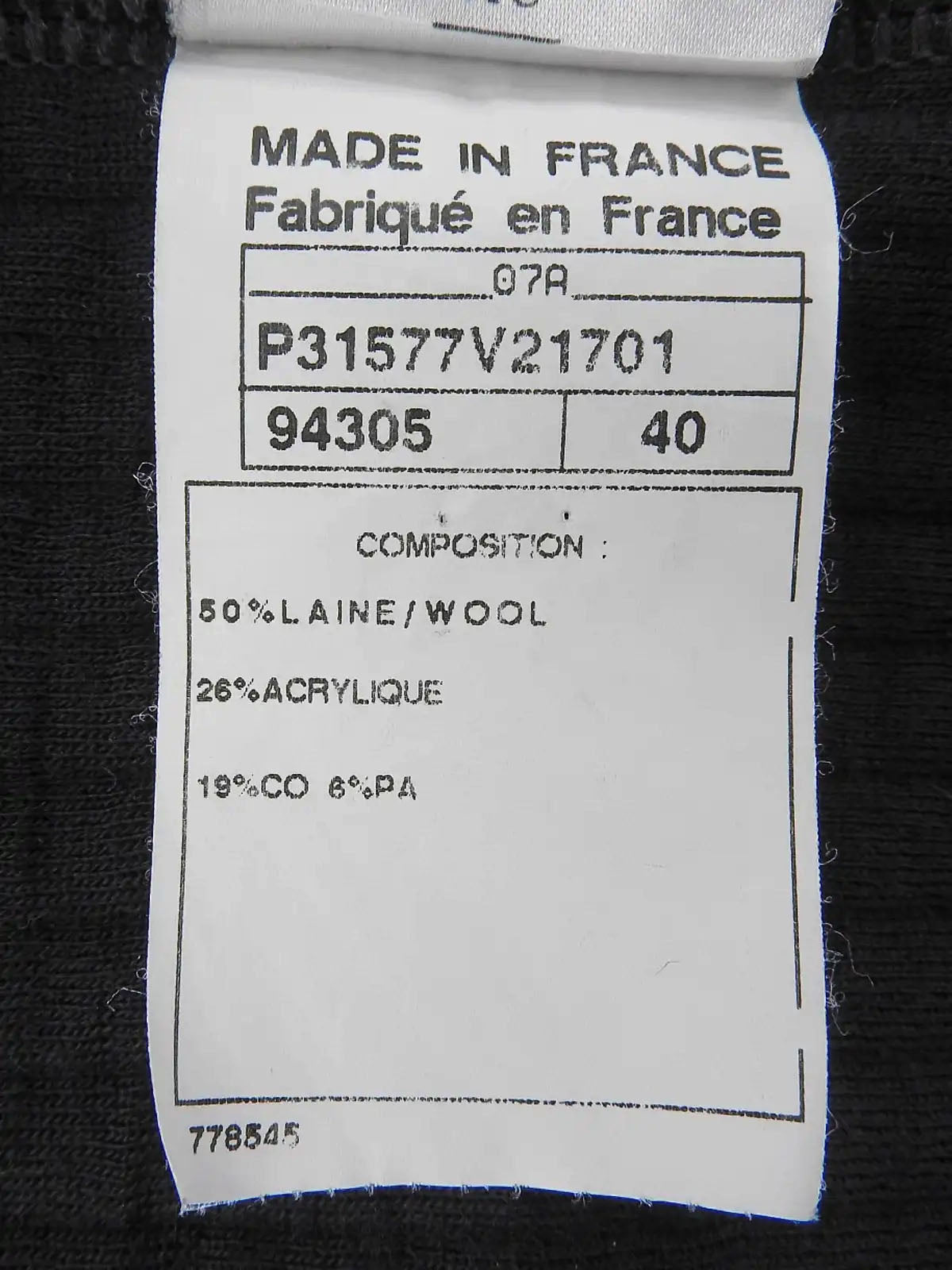 2007年製 ウールスクエアCCマークジップアップパーカー ブラック