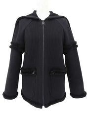 2007年製 ウールスクエアCCマークジップアップパーカー ブラック