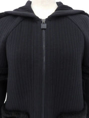 2007年製 ウールスクエアCCマークジップアップパーカー ブラック