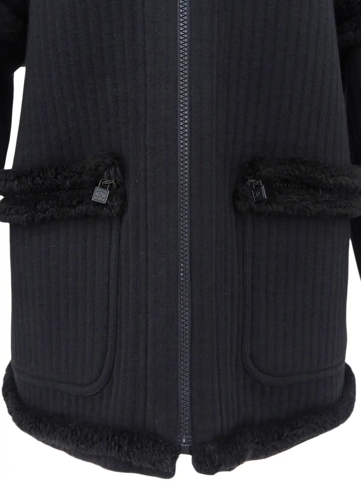 2007年製 ウールスクエアCCマークジップアップパーカー ブラック