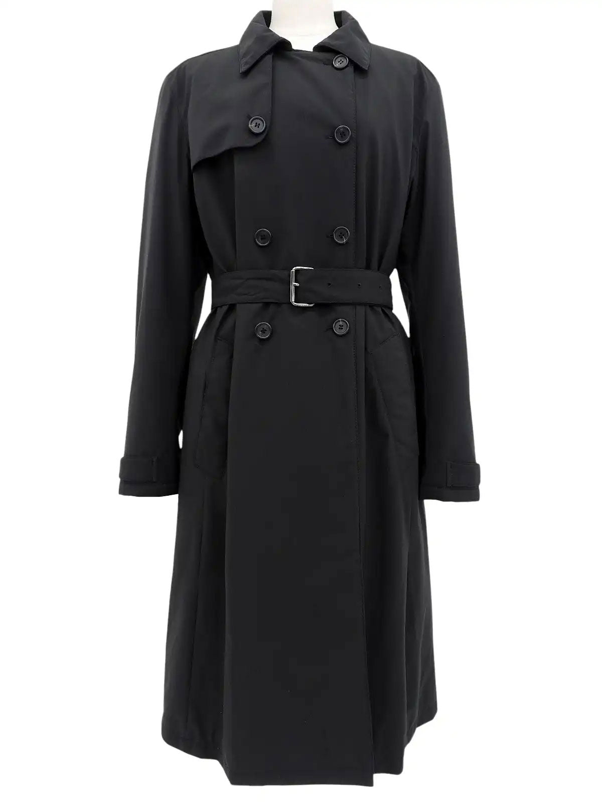 Black nylon trench coat