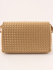 サテンイントレチャートミニショルダーバッグ ゴールド