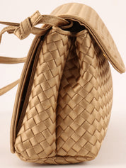 サテンイントレチャートミニショルダーバッグ ゴールド