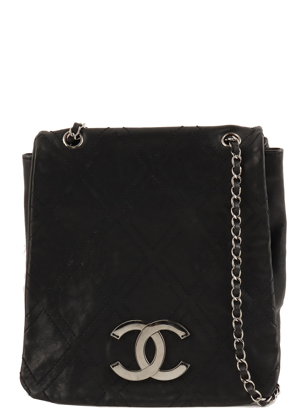 2005年頃製 ダイヤステッチCCマークプレートチェーンショルダーバッグ ブラック