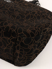 2004年頃製 スエードカメリアパターンCCマークプレートチェーンショルダーバッグ ブラック