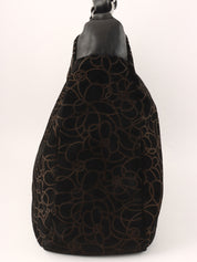 2004年頃製 スエードカメリアパターンCCマークプレートチェーンショルダーバッグ ブラック