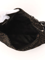 2004年頃製 スエードカメリアパターンCCマークプレートチェーンショルダーバッグ ブラック