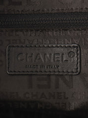 2004年頃製 スエードカメリアパターンCCマークプレートチェーンショルダーバッグ ブラック