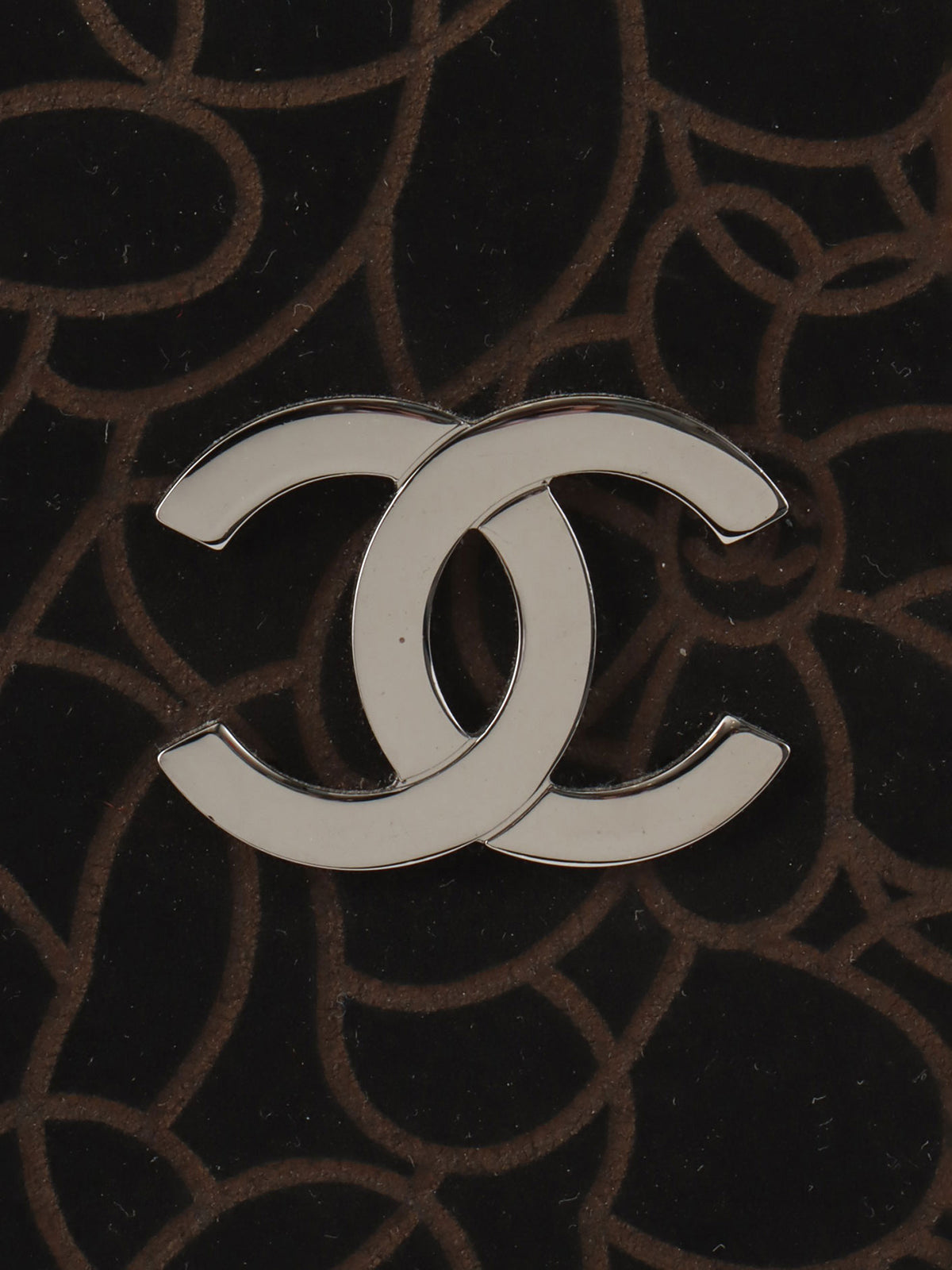 2004年頃製 スエードカメリアパターンCCマークプレートチェーンショルダーバッグ ブラック