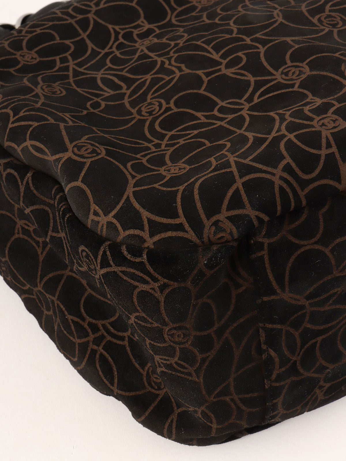 2004年頃製 スエードカメリアパターンCCマークプレートチェーンショルダーバッグ ブラック